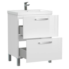 Тумба под раковину Cersanit Melar 60 см подвесная белая (64128) - фото 4