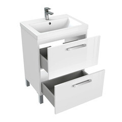 Тумба под раковину Cersanit Melar 60 см подвесная белая (64128) - фото 3