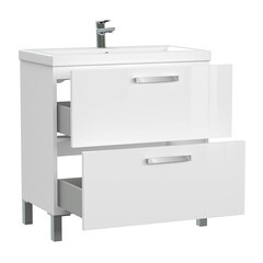 Тумба под раковину Cersanit Melar 80 см подвесная белая (64130) - фото 10