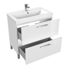 Тумба под раковину Cersanit Melar 80 см подвесная белая (64130) - фото 9