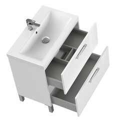 Тумба под раковину Cersanit Melar 80 см подвесная белая (64130) - фото 8