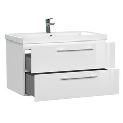 Тумба под раковину Cersanit Lara 80 см подвесная белая (64137) - фото 9