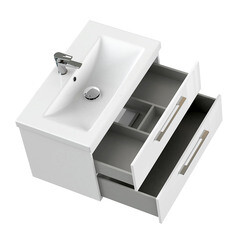 Тумба под раковину Cersanit Lara 80 см подвесная белая (64137) - фото 8