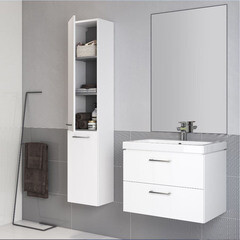 Тумба под раковину Cersanit Lara 80 см подвесная белая (64137) - фото 3