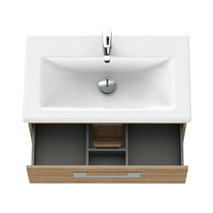 Тумба под раковину Cersanit Lara 80 см подвесная орех (64138) - фото 10