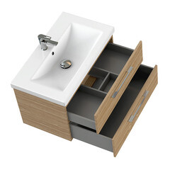 Тумба под раковину Cersanit Lara 80 см подвесная орех (64138) - фото 3