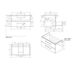 Тумба под раковину Cersanit Lara 80 см подвесная орех (64138) - фото 2