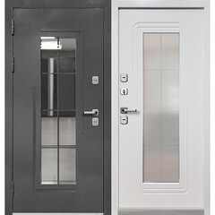 Дверь входная с терморазрывом Ferroni Luxor Termo 7 левая букле графит - эмалит белый со стеклопакетом 960х2050 мм - фото 1