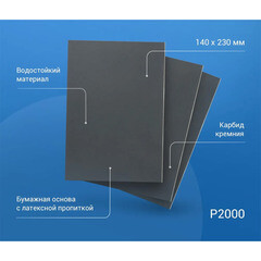 Наждачная бумага Abraforce WPF 140х230 мм Р2000 влагостойкая - фото 5