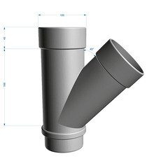 Тройник трубы Docke Lux пластиковый d100 мм 45° шоколад RAL 8019 - фото 2