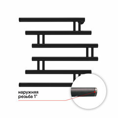 Полотенцесушитель водяной Indigo Zip 500х500 мм фокстрот с боковым подключением 500 мм черный муар - фото 3