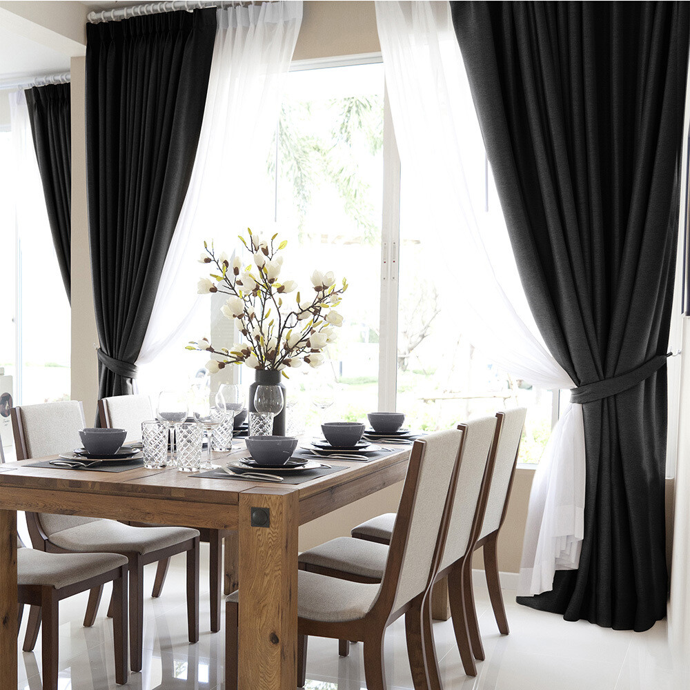 Изображение товара Штора рогожка графит 200х270 см Волшебная Ночь Крафт