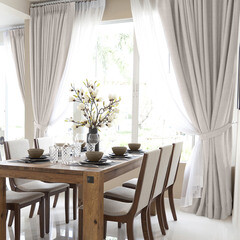 Изображение товара Штора рогожка бежевая 165х270 см Волшебная Ночь Крафт (763065)