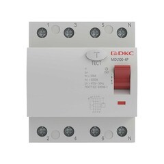 Изображение товара УЗО DKC Yon Max 80А 3P+N тип AC 100 мА 10 кА (MDL100-4P3-80-AC)