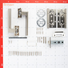 Комплект фурнитуры для двери Lavelly Marigold с защелкой и петлями квадратная розетка матовый никель (990332) - фото 2