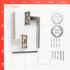 Ручка дверная Lavelly Marigold тонкая квадратная розетка матовый никель/хром (990338) - фото 2