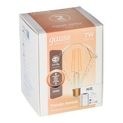 Лампа умная Gauss Smart Home филаментная диммируемая E27 7 Вт теплый/холодный 2000-2700 К IP00 кристалл - фото 3