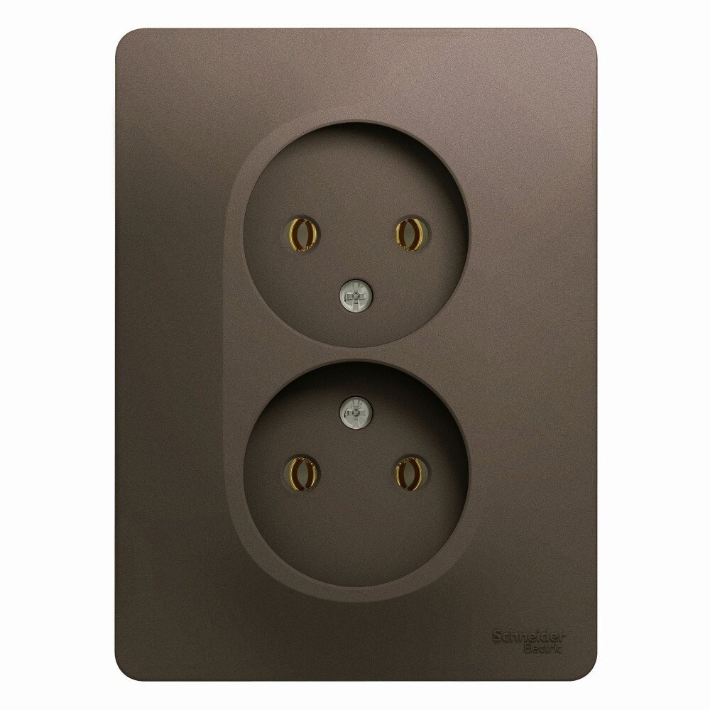 Изображение товара Встраиваемая двойная розетка Systeme Electric Glossa шоколад с 2 гнездами IP20 250V 16A