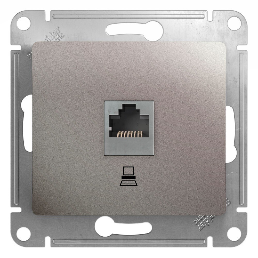 Изображение товара Встраиваемая компьютерная розетка Systeme Electric Glossa RJ45 IP20 1G для офисов и дома