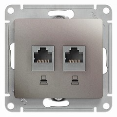 Изображение товара Розетка компьютерная Systeme Electric Glossa встраиваемая платина 2хRJ45 (GSL001285KK)