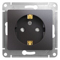 Изображение товара Розетка Systeme Electric Glossa встраиваемая графит со шторками (GSL001345)