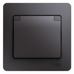 Изображение товара Розетка Systeme Electric Glossa встраиваемая графит со шторками с крышкой (GSL001346)
