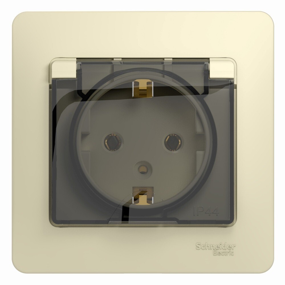 Изображение товара Розетка Systeme Electric Glossa бежевая с крышкой и шторками