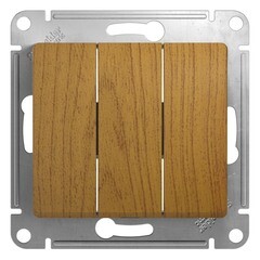 Изображение товара Выключатель Systeme Electric Glossa трехклавишный встраиваемый дуб (GSL000531)