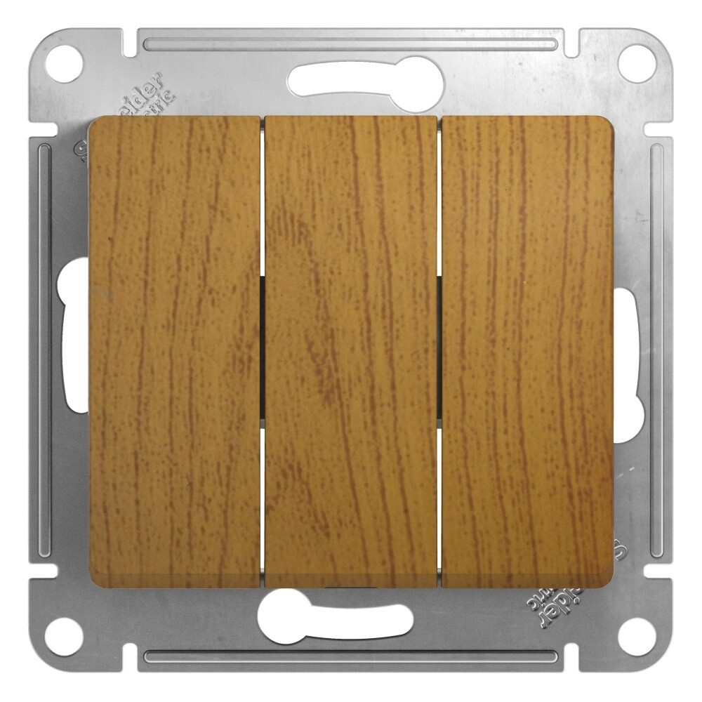 Изображение товара Выключатель Systeme Electric Glossa трехклавишный встраиваемый дуб (GSL000531)