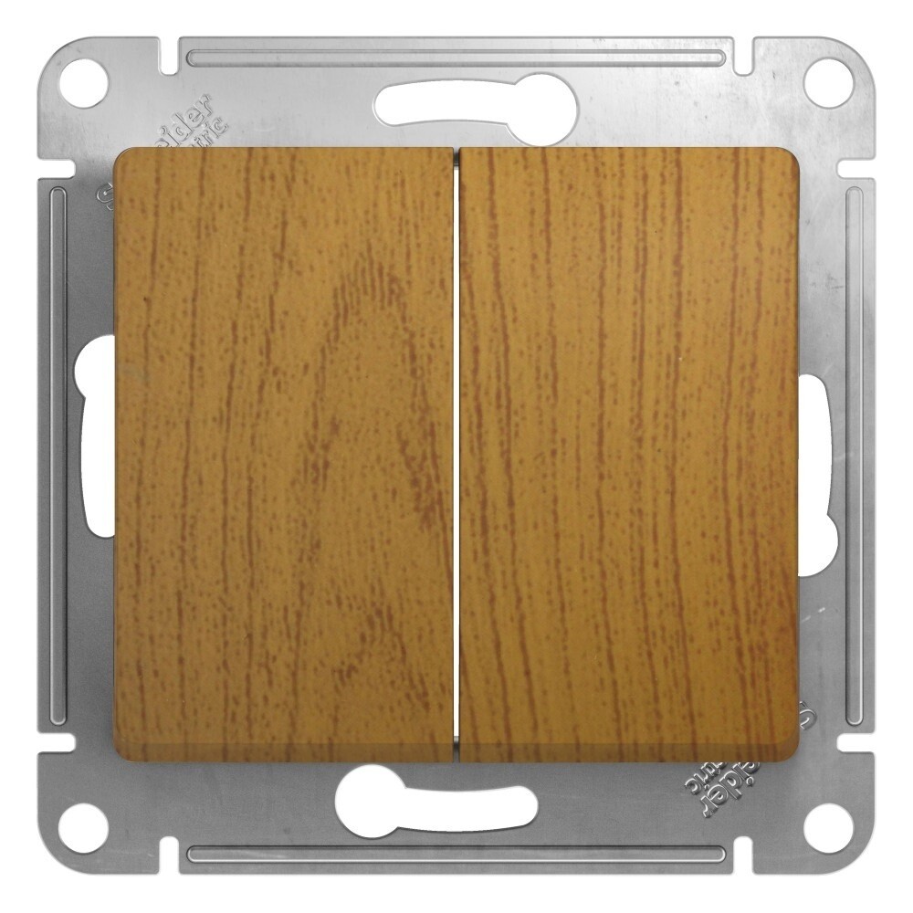 Изображение товара Выключатель Systeme Electric Glossa двухклавишный встраиваемый дуб (GSL000551)