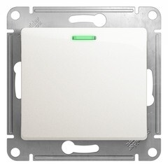 Изображение товара Выключатель Systeme Electric Glossa одноклавишный встраиваемый перламутр с подсветкой (GSL000613)