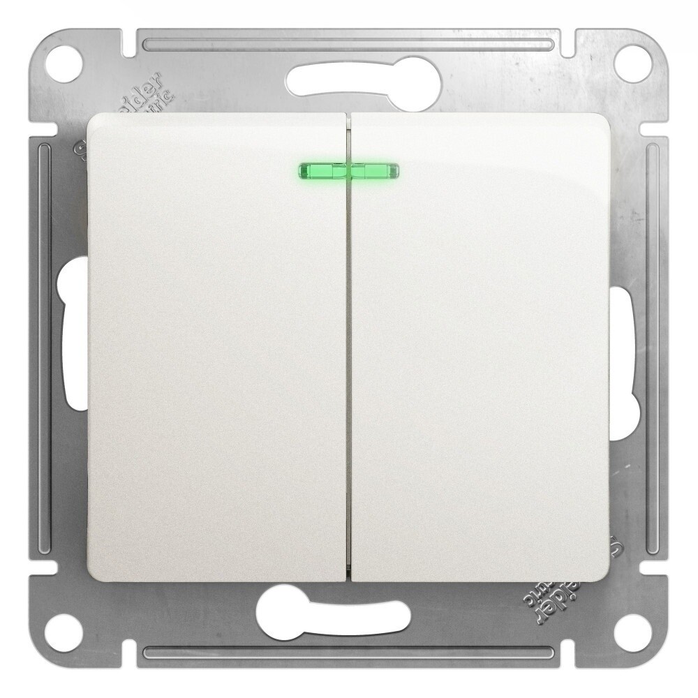 Изображение товара Выключатель Systeme Electric Glossa двухклавишный с подсветкой перламутр