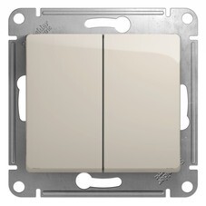 Переключатель Systeme Electric Glossa двухклавишный встраиваемый молочный (GSL000951)