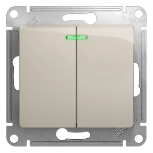 Выключатель Systeme Electric Glossa двухклавишный встраиваемый молочный ...