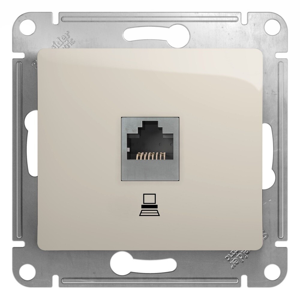 Изображение товара Розетка компьютерная Systeme Electric Glossa встраиваемая молочная RJ45 (GSL000981K)