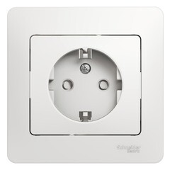Изображение товара Розетка Systeme Electric Glossa встраиваемая белая со шторками (GSL000144)
