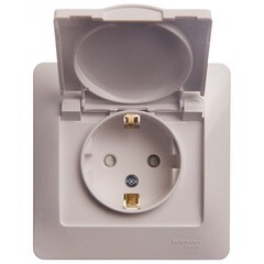 Розетка Systeme Electric Glossa встраиваемая белая со шторками с крышкой (GSL000146) - фото 2