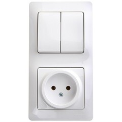 Изображение товара Блок выключатель и розетка Systeme Electric Glossa двухклавишный встраиваемый белый (GSL000172)