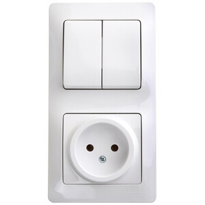 Блок выключатель и розетка Systeme Electric Glossa двухклавишный ...