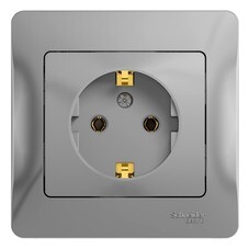 Розетка Systeme Electric Glossa встраиваемая алюминий (GSL000342)