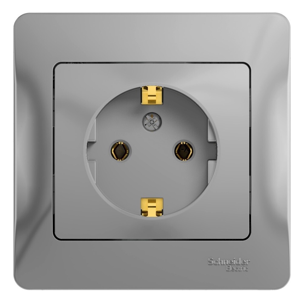 Розетка Systeme Electric Glossa встраиваемая алюминий (GSL000342)