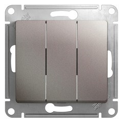 Изображение товара Выключатель Systeme Electric Glossa трехклавишный встраиваемый платина (GSL001231)