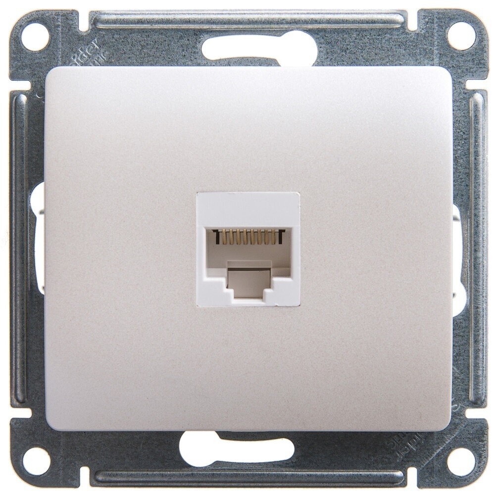 Изображение товара Розетка компьютерная Systeme Electric Glossa RJ45 категория 5е встроенная перламутр