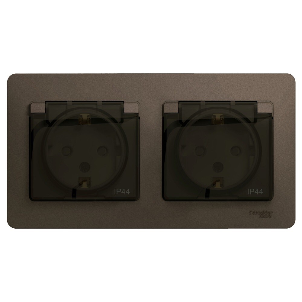 Розетка Systeme Electric Glossa встраиваемая шоколад со шторками (GSL000847)