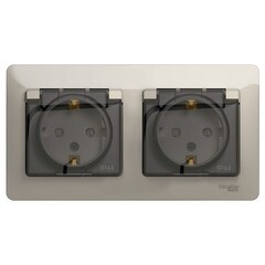 Изображение товара Розетка Systeme Electric Glossa встраиваемая молочная со шторками (GSL000947)