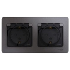 Изображение товара Розетка Systeme Electric Glossa встраиваемая графит со шторками (GSL001347)