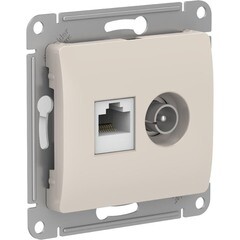 Изображение товара Розетка телевизионная/ компьютерная Systeme Electric Glossa встраиваемая молочная TV/ RJ45 (GSL000989)