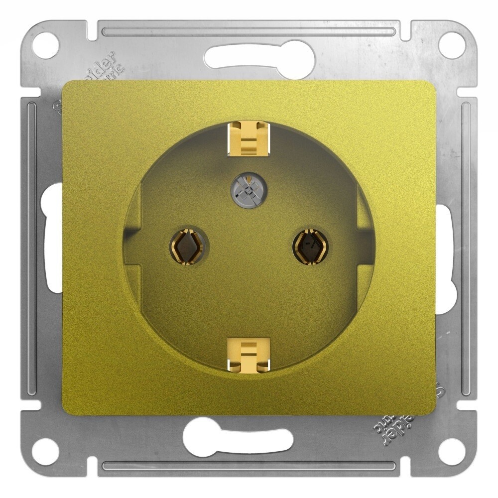 Изображение товара Встраиваемая розетка Systeme Electric Glossa с заземлением фисташковая 1 гнездо