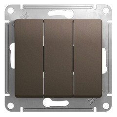 Изображение товара Выключатель Systeme Electric Glossa трехклавишный встраиваемый шоколад (GSL000831)