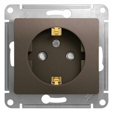Розетка Systeme Electric Glossa встраиваемая шоколад со шторками (GSL000845)